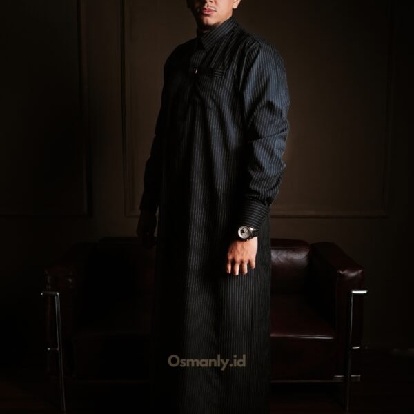 (THOBE EMIR) - Osmanly Jubah Premium Limited Edition Sultan Semi SlimFit Lengan Panjang Gamis Pria Motif Salur