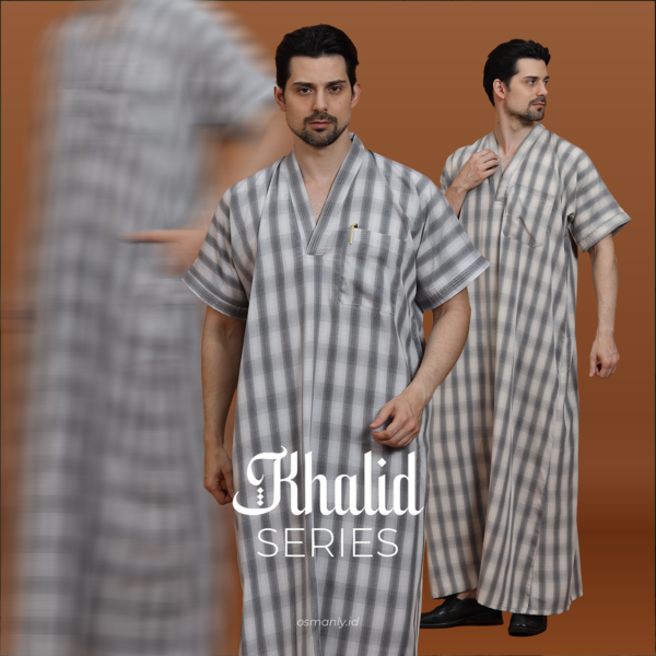(THOBE KHALID) - Osmanly Jubah Premium Sultan Oversized Baju Gamis Tidur Pria Polos Motif Lengan Pendek Model Arab Saudi, Dubai, Marokok - KTK